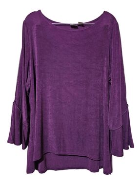 Purple/Plum Long Sleeve Bell Sleeve Women's Top